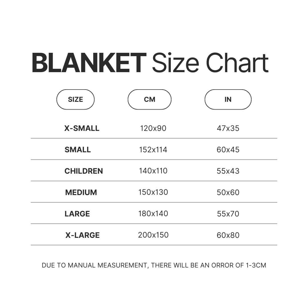 Blanket Size Chart - Princess Mononoke Store