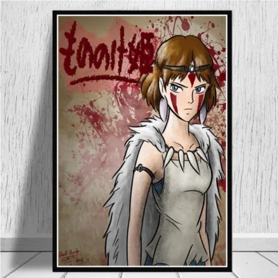 Japan Anime Princess Mononoke Canvas Painting Posters and Prints Wall Art Pictures for Living Room Cuadros 10 - Princess Mononoke Store