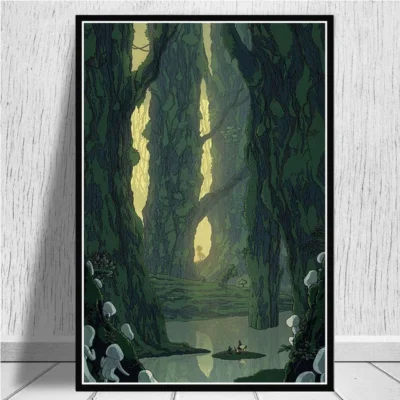 Japan Anime Princess Mononoke Canvas Painting Posters and Prints Wall Art Pictures for Living Room Cuadros 11 - Princess Mononoke Store