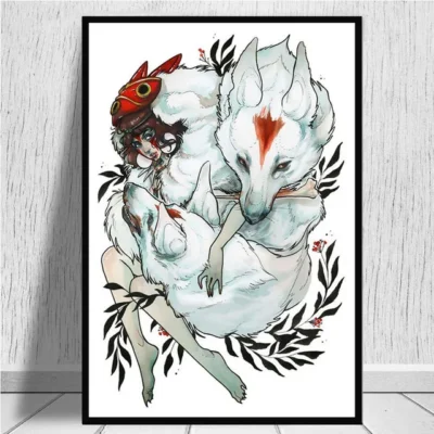 Japan Anime Princess Mononoke Canvas Painting Posters and Prints Wall Art Pictures for Living Room Cuadros 12 - Princess Mononoke Store