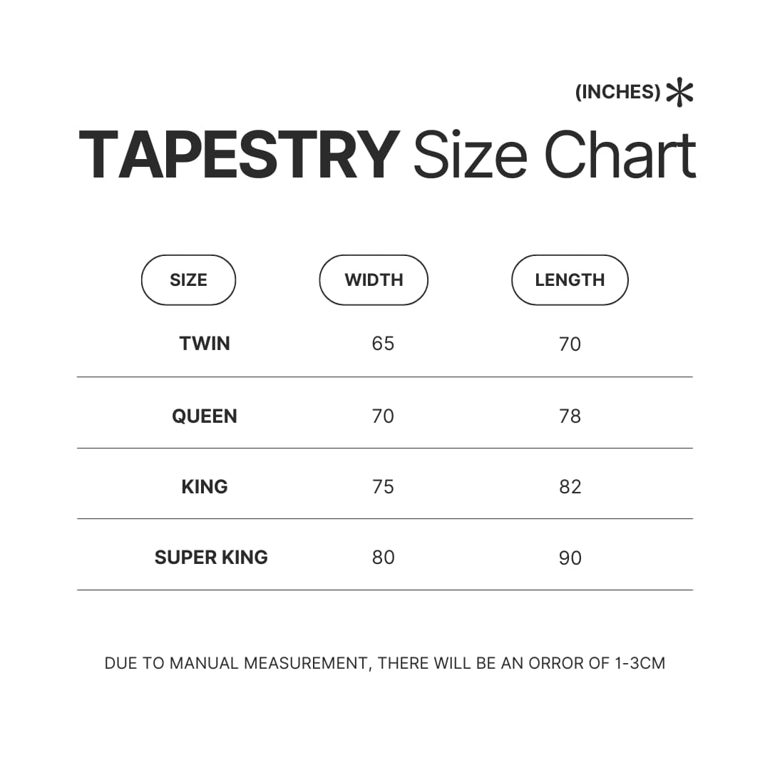 Tapestry Size Chart - Princess Mononoke Store