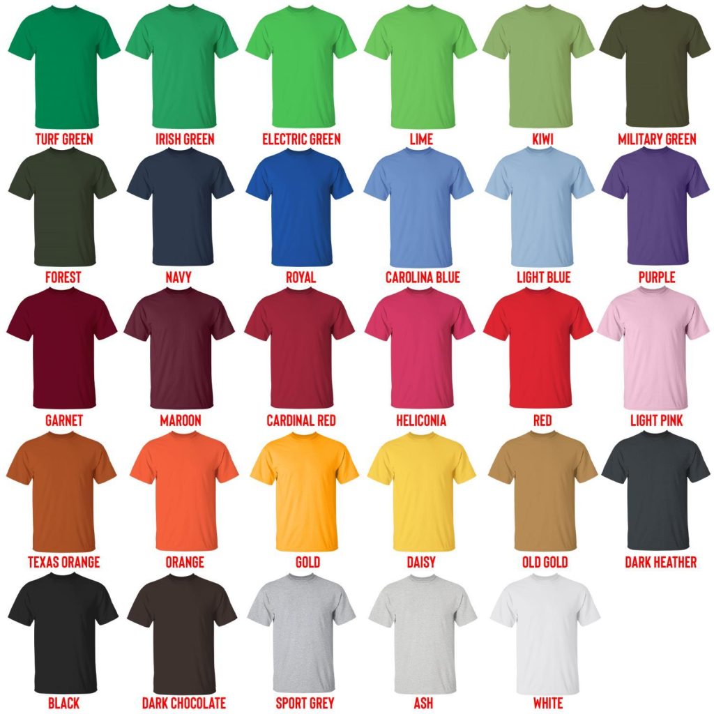 t shirt color chart - Princess Mononoke Store