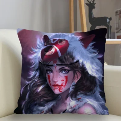 Princess Mononoke Sad Face Throw Pillow - Princess Mononoke Store