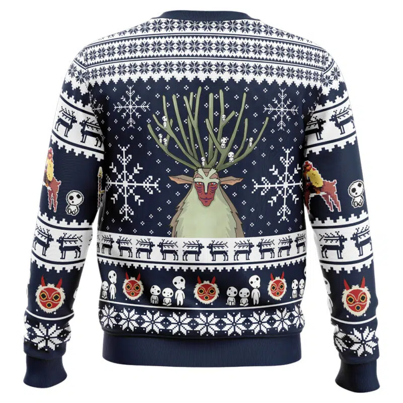 Forest Spirit Princess Mononoke Ugly Christmas Sweater BACK mockup - Princess Mononoke Store