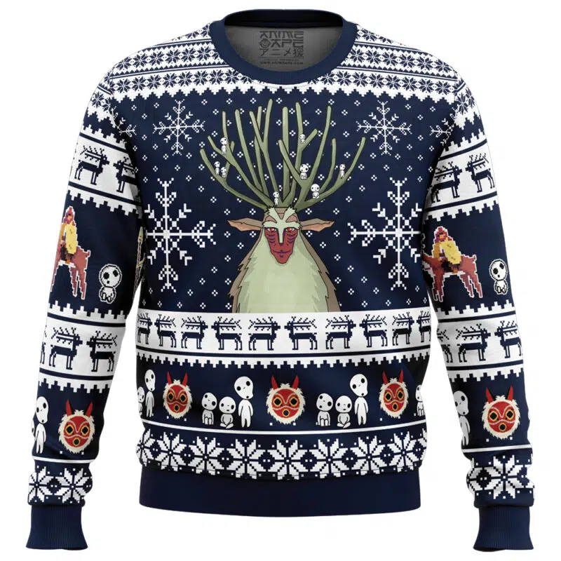 Forest Spirit Princess Mononoke Ugly Christmas Sweater FRONT mockup - Princess Mononoke Store