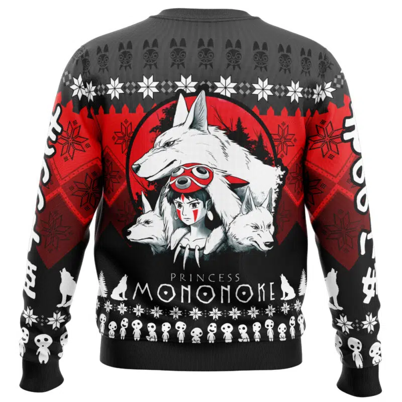 The Pack Princess Mononoke Ugly Christmas Sweaters BACK mockup - Princess Mononoke Store