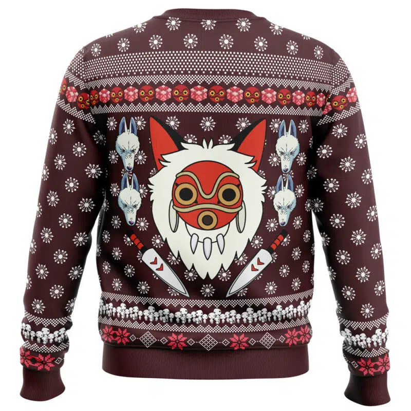 mononoke Ugly Christmas Sweater back mockup - Princess Mononoke Store